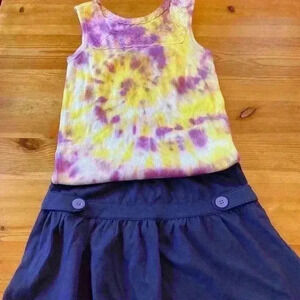 New Bundle Old Navy tie dyed tank with lace and skirt set Girls M